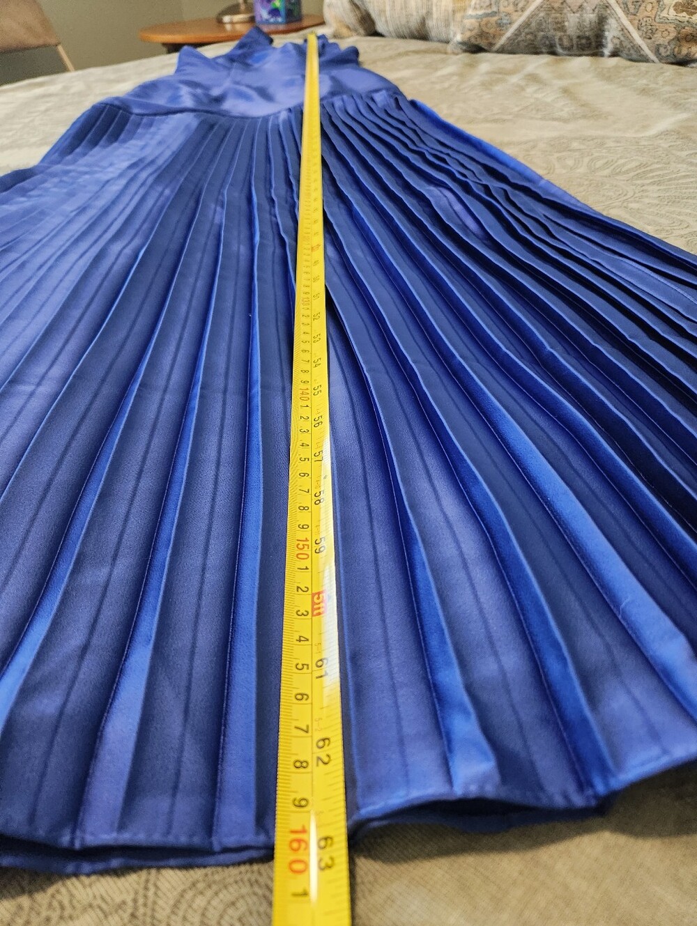 Elegant Blue Halter Pleated Evening Dress - AZAZIE Nayeli - Picture 9 of 15